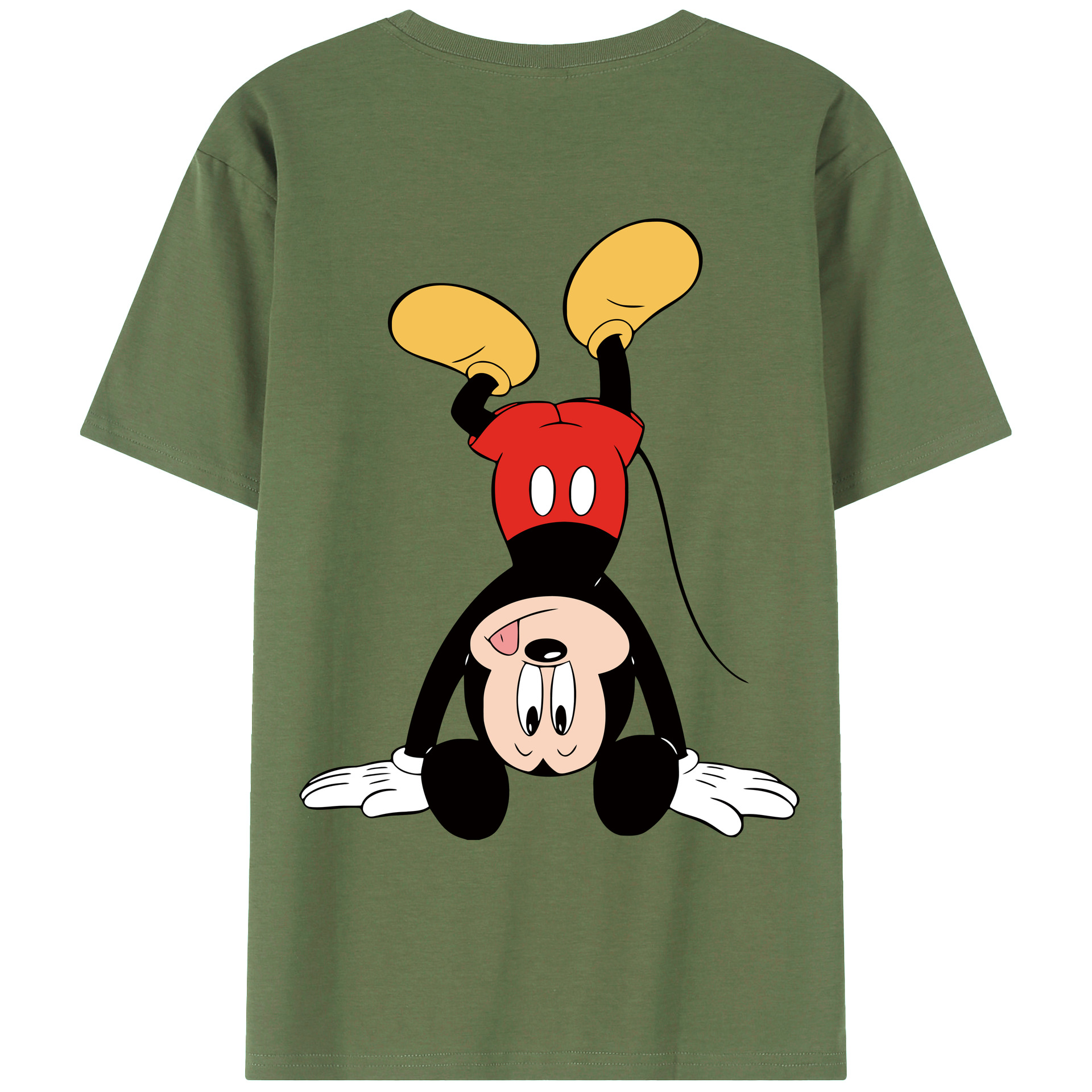 ミッキーマウス Mickey Mouse 綿100％ メンズ半袖Tシャツ（バックプリント） 通気性